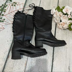Vtg Martino 8 Y2K black chunky boots laces leather